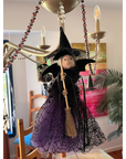 BLACK + PURPLE WITCH (Set/1) OR (Set/3) MAGNETIC HALLOWEEN CHANDELIER ORNAMENT