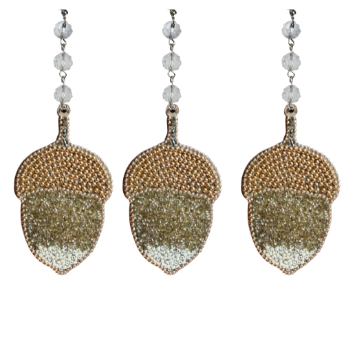 BEJEWELED ACORN (Set/3) MAGNETIC FALL CHANDELIER ORNAMENT