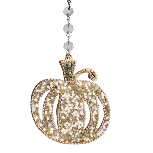 BEJEWELED PUMPKIN (Set/3) MAGNETIC FALL CHANDELIER ORNAMENT