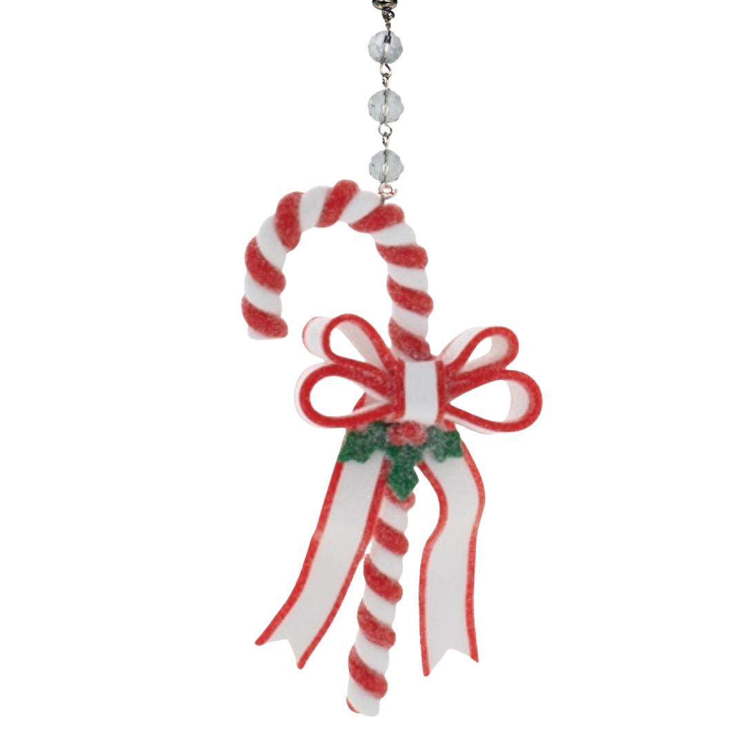 CANDY CANE w/ GREEN BOW (Set/3) MAGNETIC CHANDELIER ORNAMENT