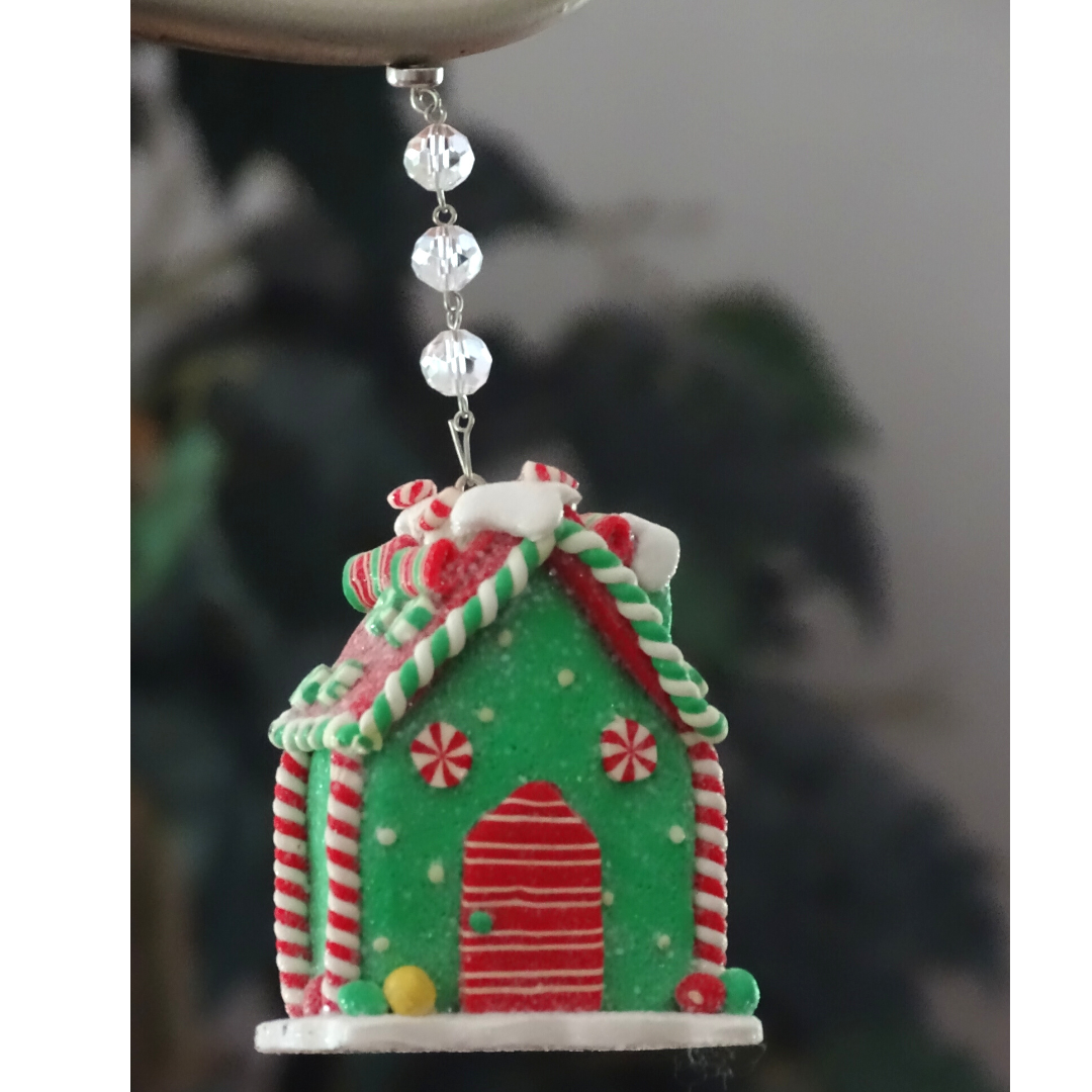 CANDY GINGERBREAD HOUSE - GREEN (Set/1) Magnetic Chandelier Ornament