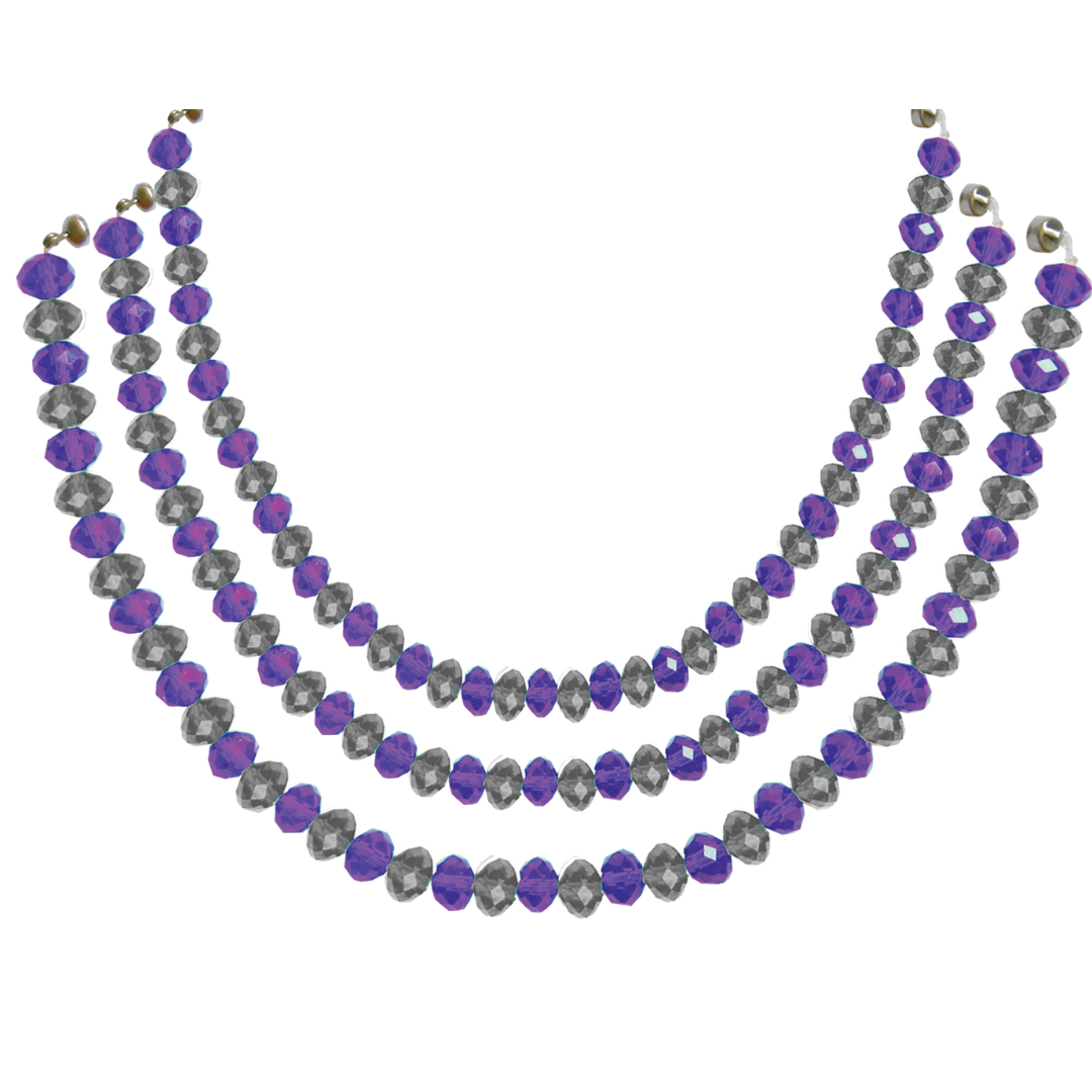 12" PURPLE/SILVER CRYSTAL BEAD MAGNETIC CHANDELIER GARLAND (Set/3)