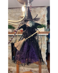 BLACK + PURPLE WITCH (Set/1) OR (Set/3) MAGNETIC HALLOWEEN CHANDELIER ORNAMENT