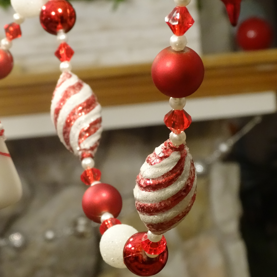 72" ( 6 Feet) Peppermint Ball MAGNETIC Holiday Garland