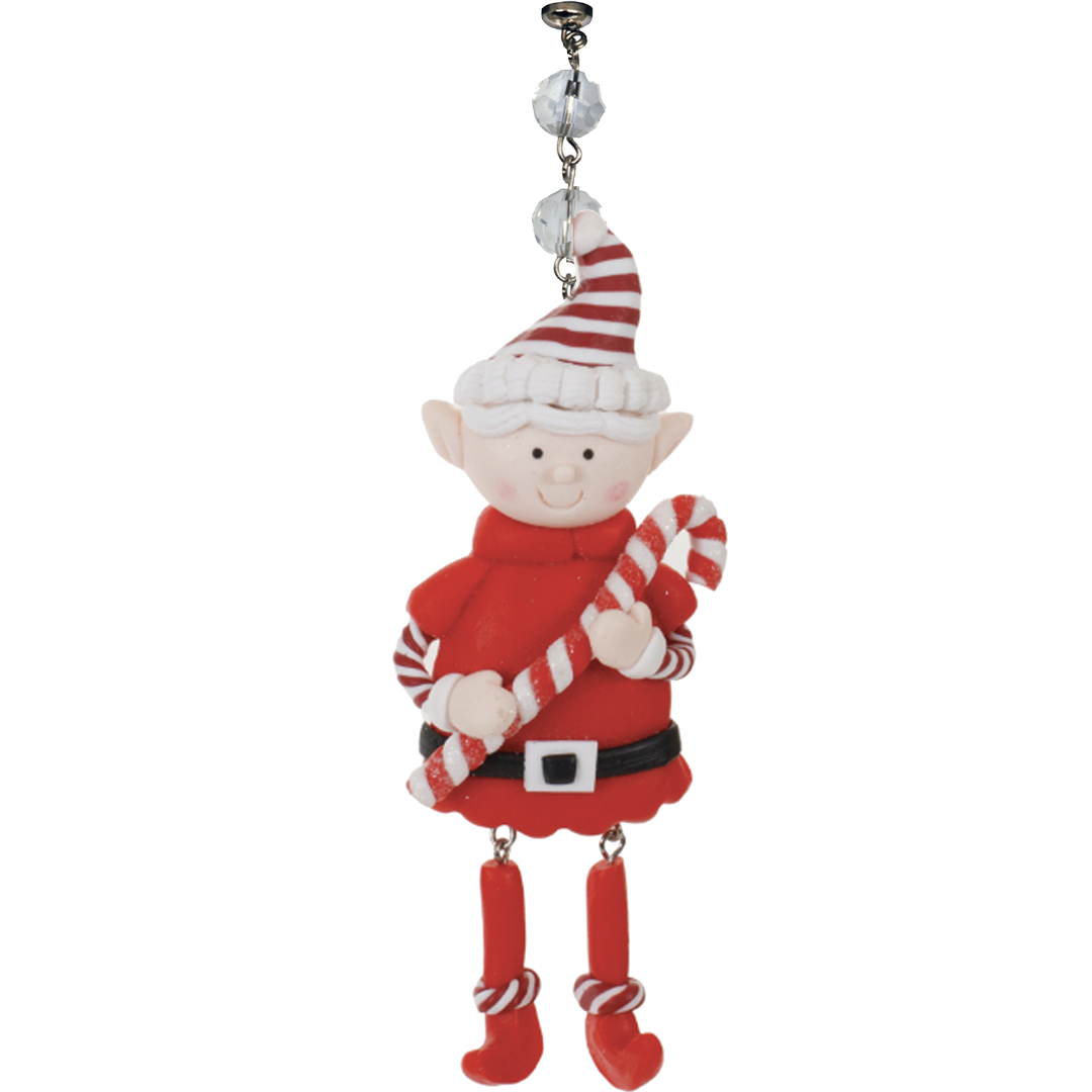 RED "CANDY CANE" ELF - (Set/1) or (Set/3) MAGNETIC CHANDELIER ORNAMENT