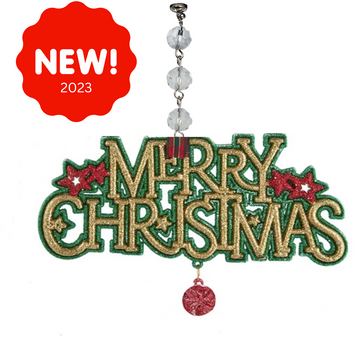 GREEN/GOLD MERRY CHRISTMAS (Set/3) MAGNETIC CHANDELIER ORNAMENT