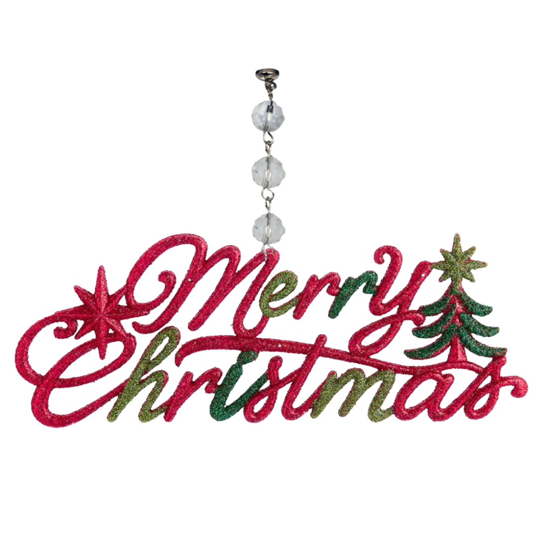 RED/GREEN MERRY CHRISTMAS (Set/1) or (Set/3) MAGNETIC CHANDELIER ORNAMENT