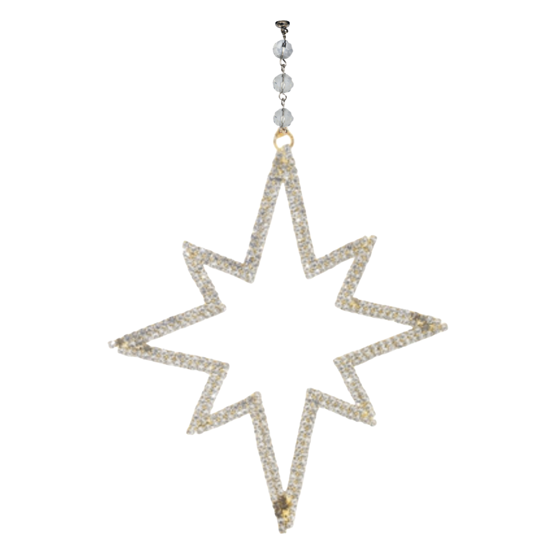GOLD JEWELED STAR (Set/1) OR (Set/3) MAGNETIC CHANDELIER ORNAMENT