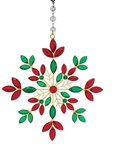 RED+GREEN JEWELED METAL SNOWFLAKE (Set/3) MAGNETIC CHANDELIER ACCESSORY