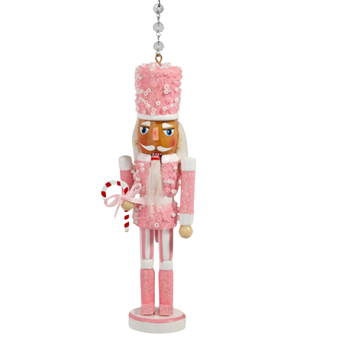 5" GLITTER BRIGHT PINK OR PASTEL PINK NUTCRACKER (Set/1 or Set/3) MAGNETIC CHANDELIER ORNAMENT