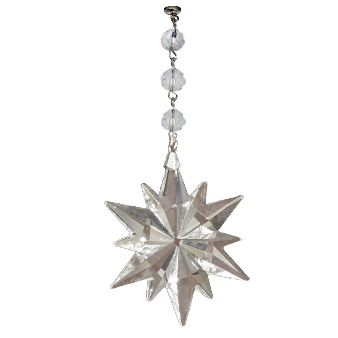 CLEAR CRYSTAL STAR (Set/3) MAGNETIC CHANDELIER ORNAMENT