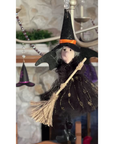 BLACK + GOLD WITCH (Set/1) or (Set/3) MAGNETIC HALLOWEEN CHANDELIER ORNAMENT