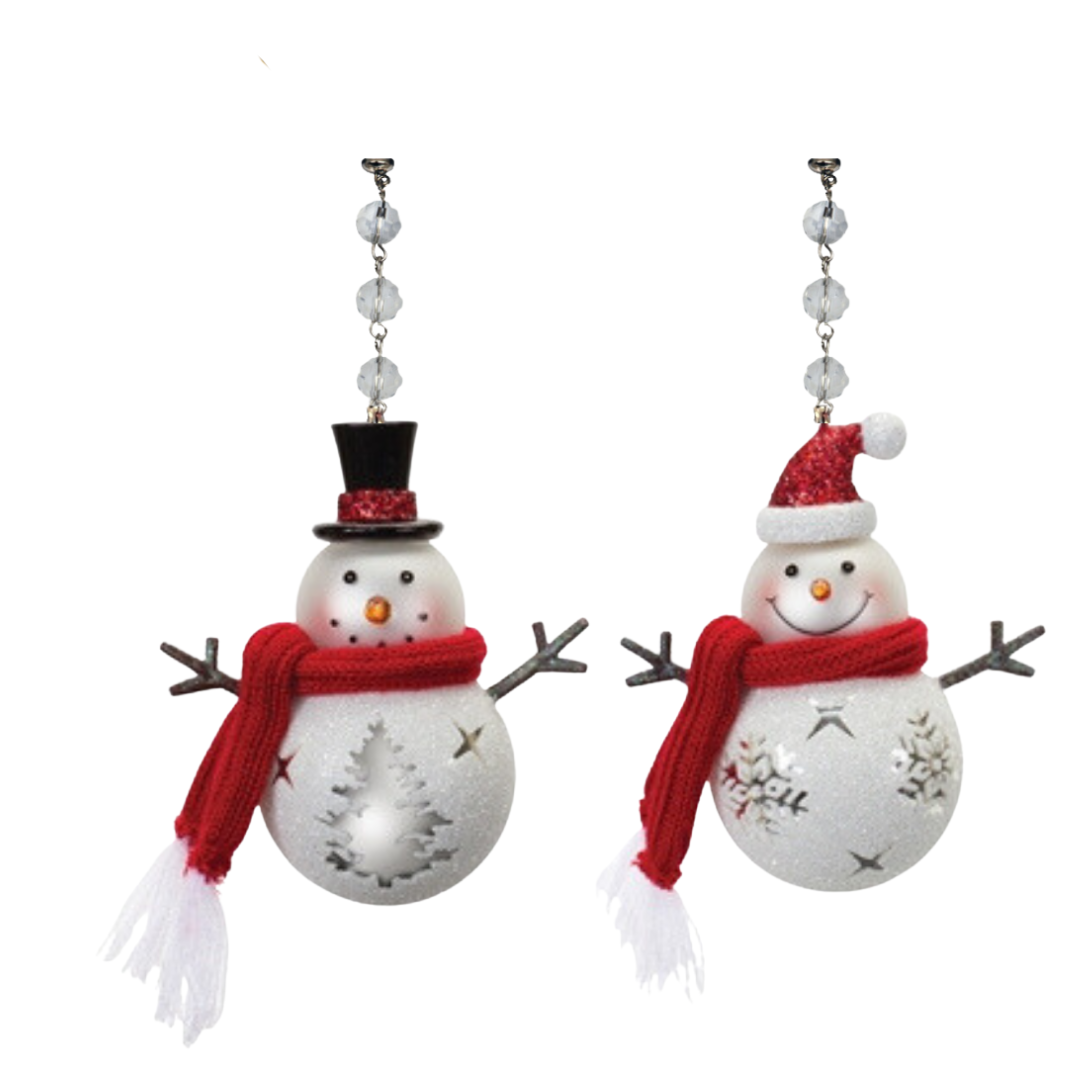 SNOWMAN w/ RED SCARF (Set/1) MAGNETIC CHANDELIER ORNAMENT - 2 STYLES AVAILABLE