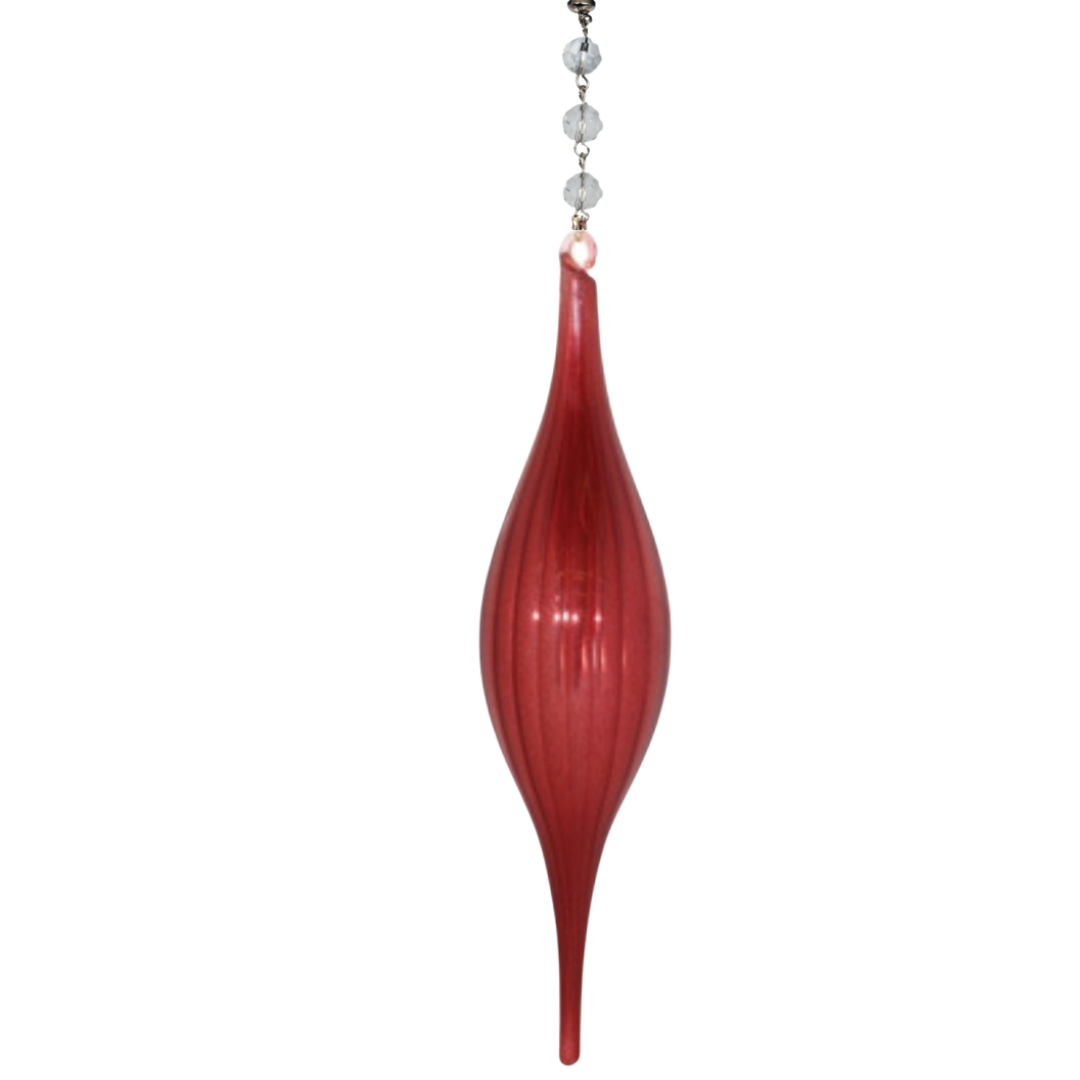 10.5" RED GLASS FINIAL (Set/1) MAGNETIC CHANDELIER ORNAMENT