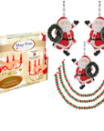 HOLIDAY CHANDELIER MAKEOVER KIT - (3) Red Rhinestone Santa-Wreath + (3) 12" Red/Green Bead Crystal Garland