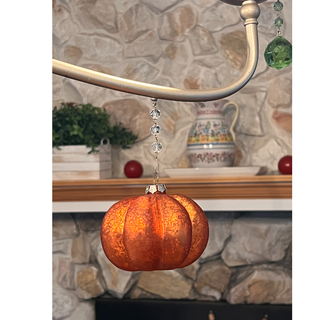 MERCURY GLASS PUMPKIN - (Set/1) - MAGNETIC HALLOWEEN ORNAMENT