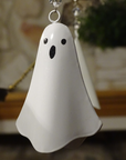 4.5" WHITE METAL GHOST (Set/3) MAGNETIC HALLOWEEN CHANDELIER ORNAMENT