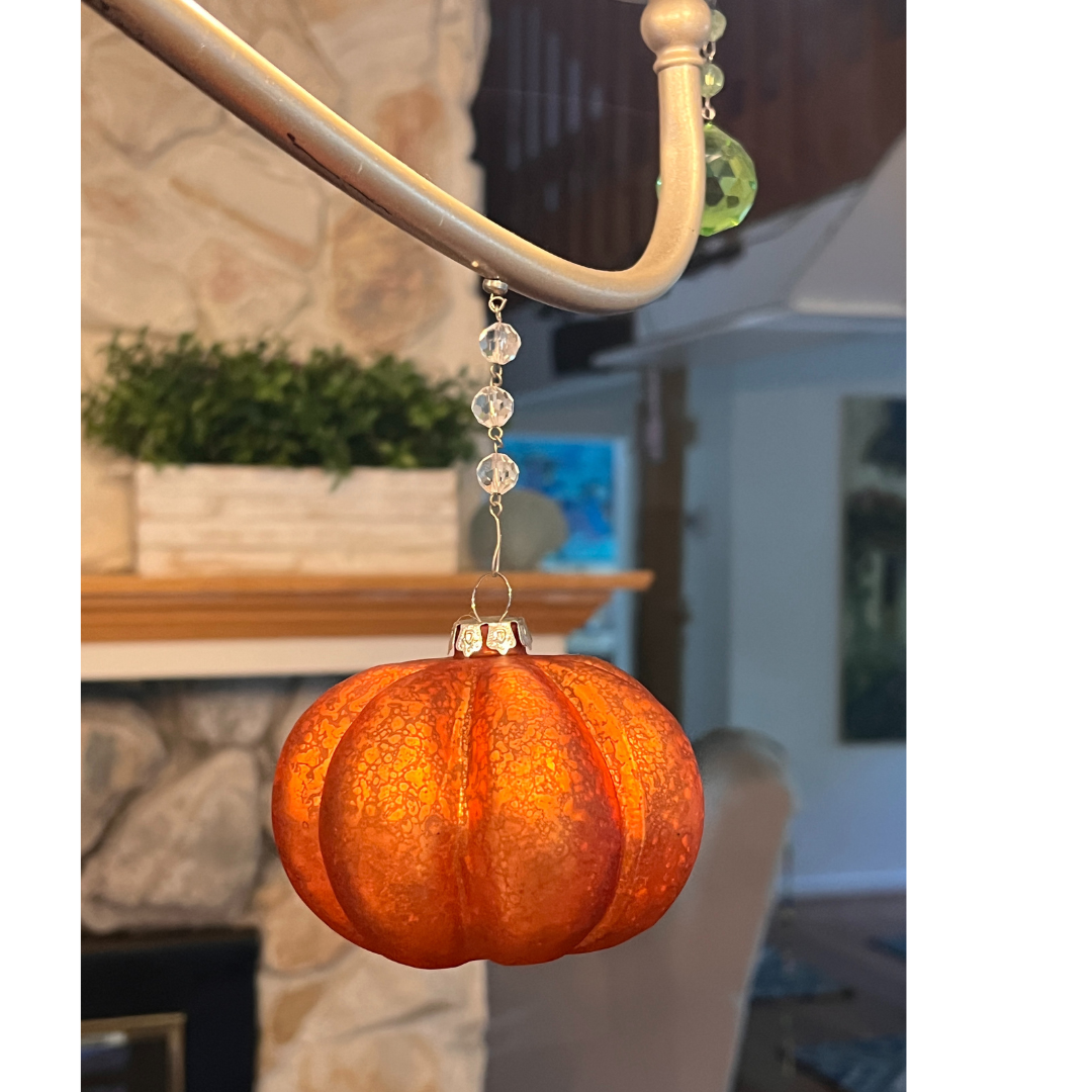 MERCURY GLASS PUMPKIN - (Set/1) - MAGNETIC HALLOWEEN ORNAMENT