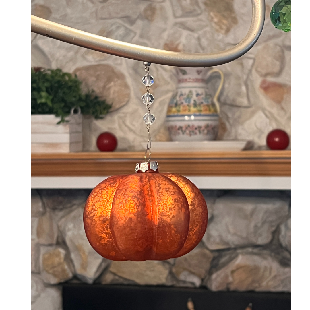 MERCURY GLASS PUMPKIN - (Set/1) - MAGNETIC HALLOWEEN ORNAMENT
