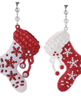 RED WHITE JEWELED STOCKING - (Set/3) MAGNETIC CHANDELIER ORNAMENT - 2 STYLES AVAILABLE