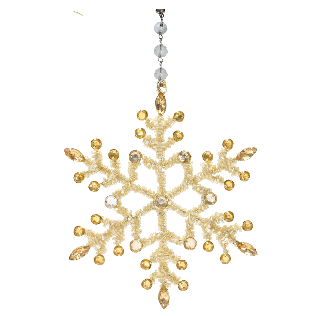 6" GOLD CRYSTAL JEWELED SNOWFLAKE (Set/1) OR (Set/3) MAGNETIC CHANDELIER ORNAMENT