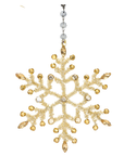 6" GOLD CRYSTAL JEWELED SNOWFLAKE (Set/1) OR (Set/3) MAGNETIC CHANDELIER ORNAMENT