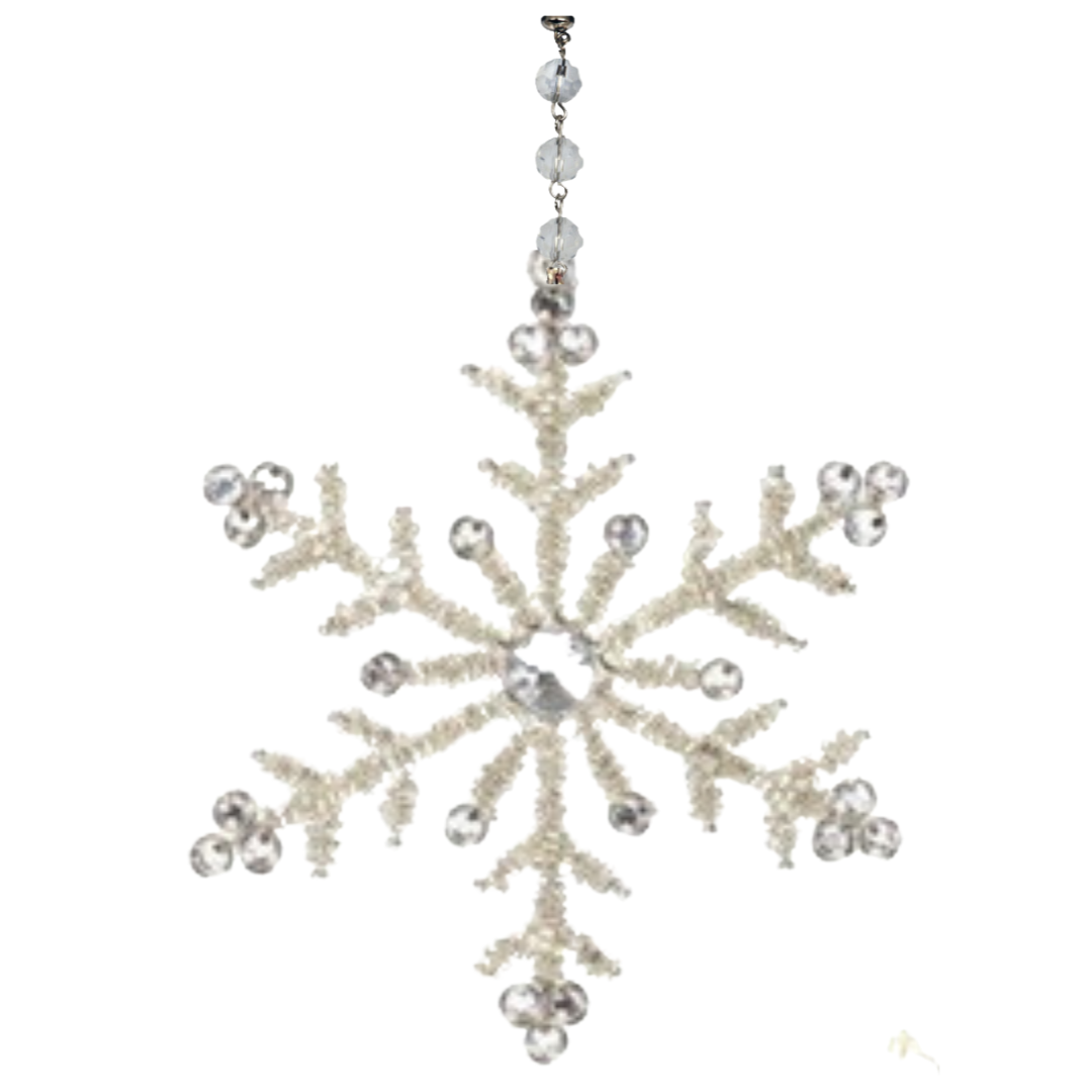 6" SILVER CRYSTAL JEWELED SNOWFLAKE (Set/1) OR (Set/3) MAGNETIC CHANDELIER ORNAMENT