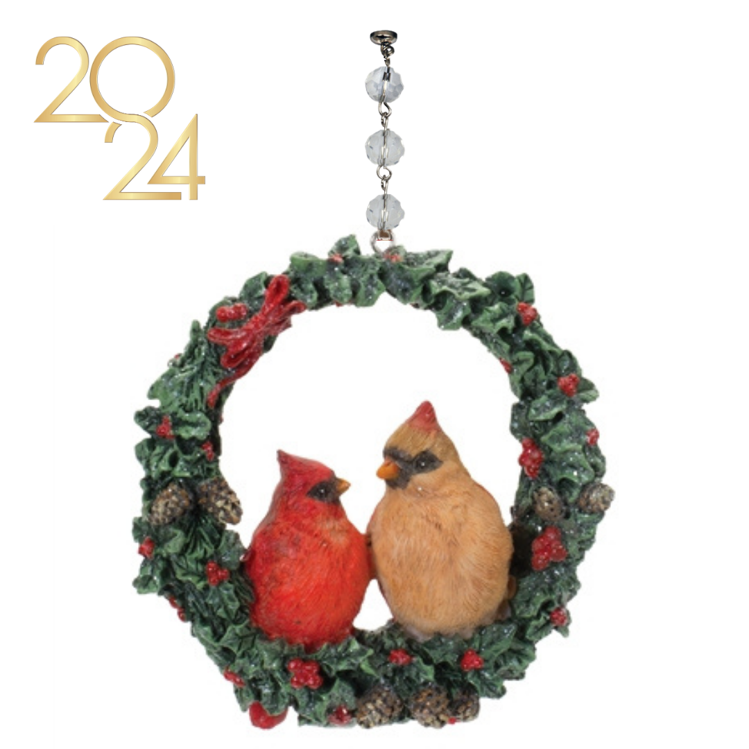 CARDINAL WREATH (Set/1) OR (SET/3) MAGNETIC CHANDELIER ORNAMENT