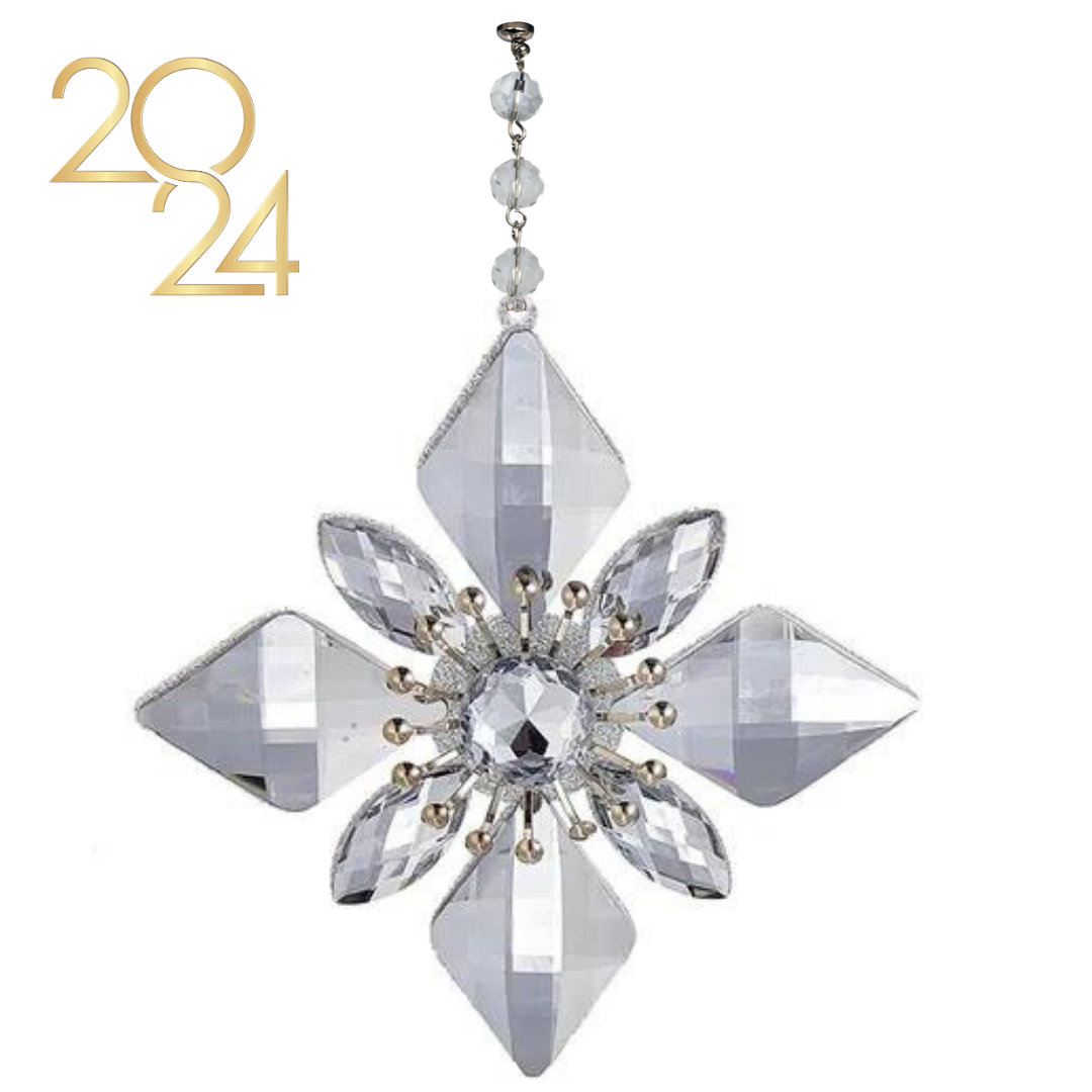 CLEAR JEWELED SNOWFLAKE (Set/3) MAGNETIC CHANDELIER ORNAMENT