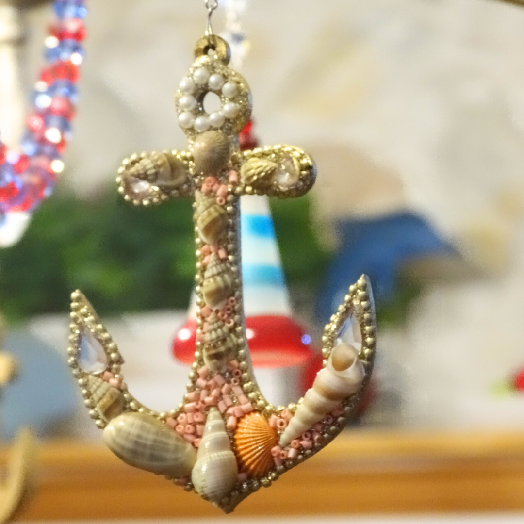 BEJEWLED ANCHOR (Set/1) MAGNETIC CHANDELIER ORNAMENT