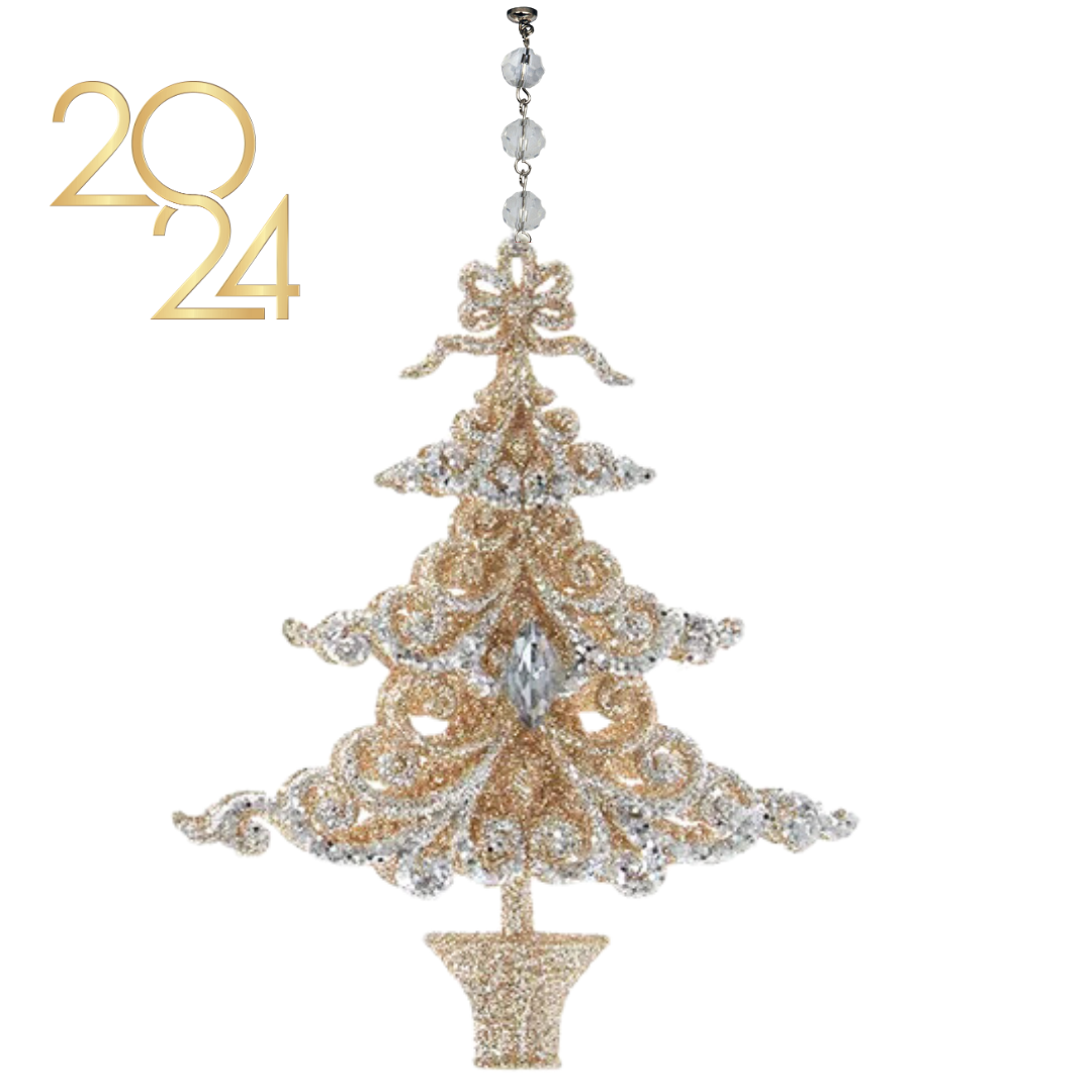 CHAMPAGNE + PLATINUM TREE (Set/1) OR (Set/3 )MAGNETIC CHANDELIER ORNAMENT