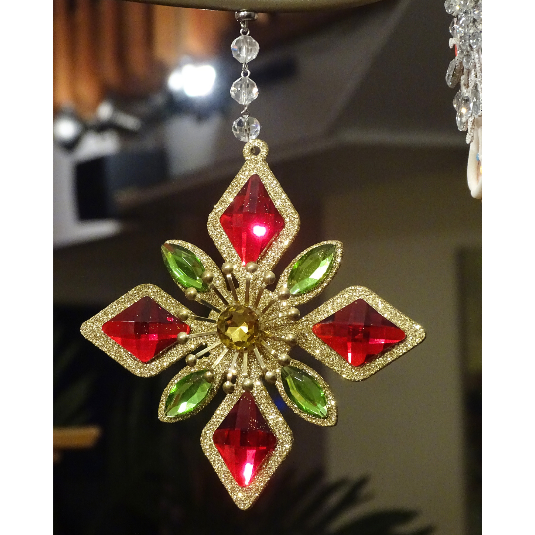 RED/GREEN/GOLD SNOWFLAKE (Set/1) OR (Set/3) MAGNETIC CHANDELIER ACCESSORY