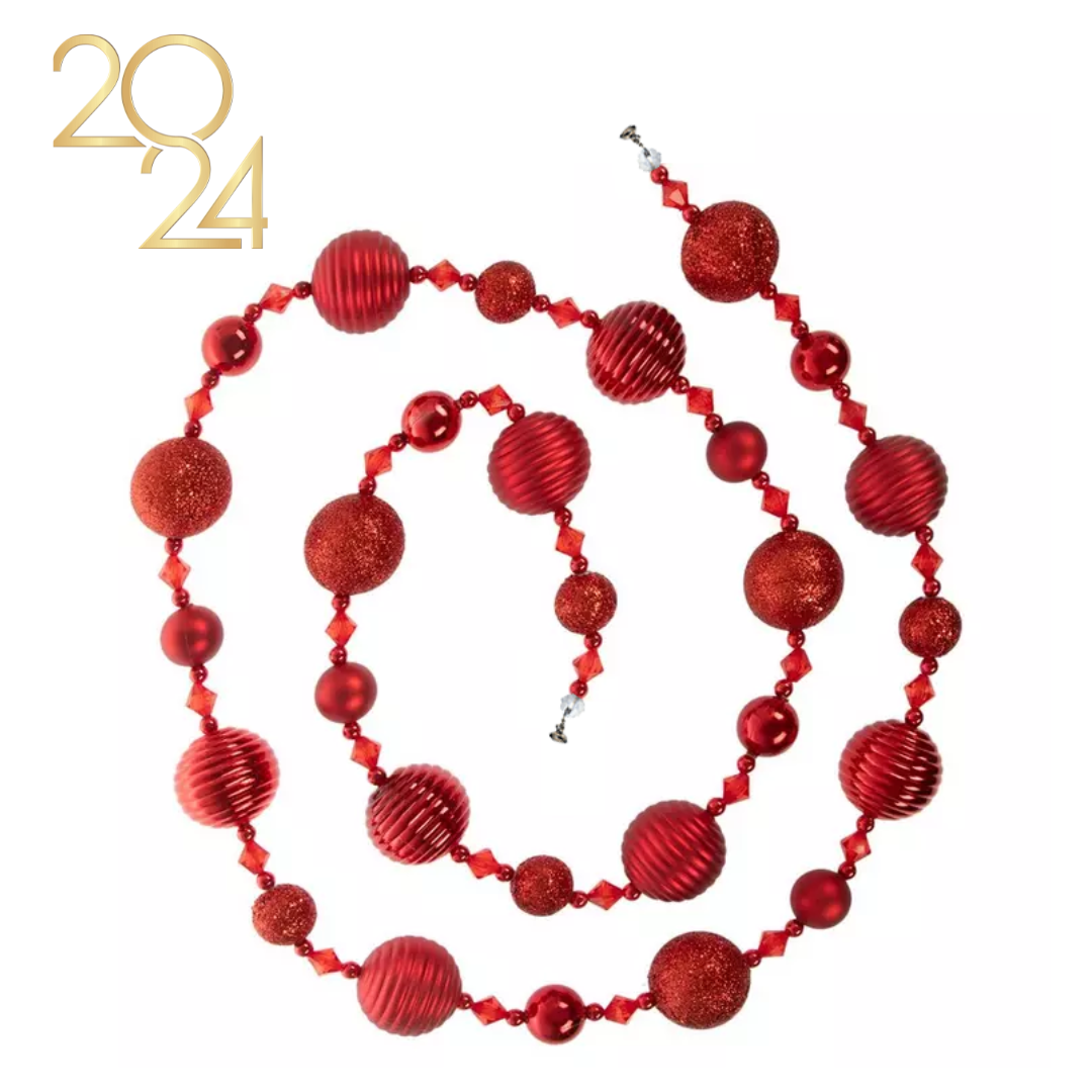 72" ( 6 Feet) Red Ball MAGNETIC Holiday Garland