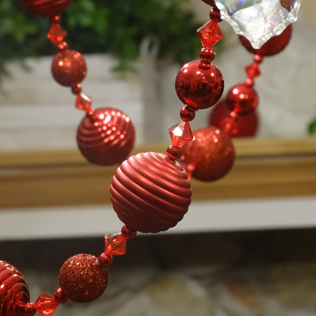 72" ( 6 Feet) Red Ball MAGNETIC Holiday Garland