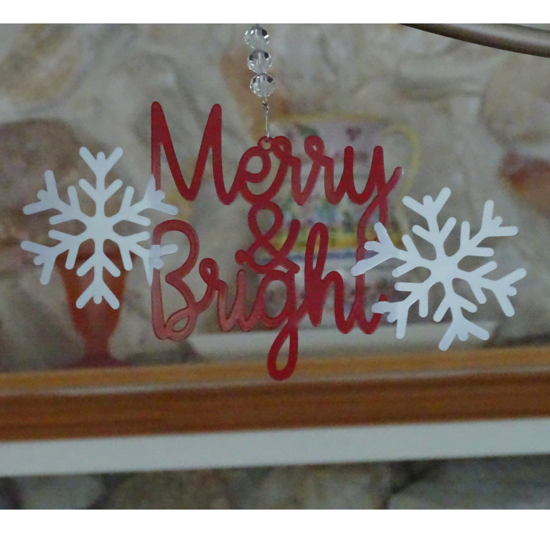RED/WHITE MERRY & BRIGHT (Set/1) MAGNETIC CHANDELIER ORNAMENT