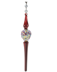 9.5"+ 11" JEWELED RED GLASS FINIAL (Set/1) MAGNETIC CHANDELIER ORNAMENT