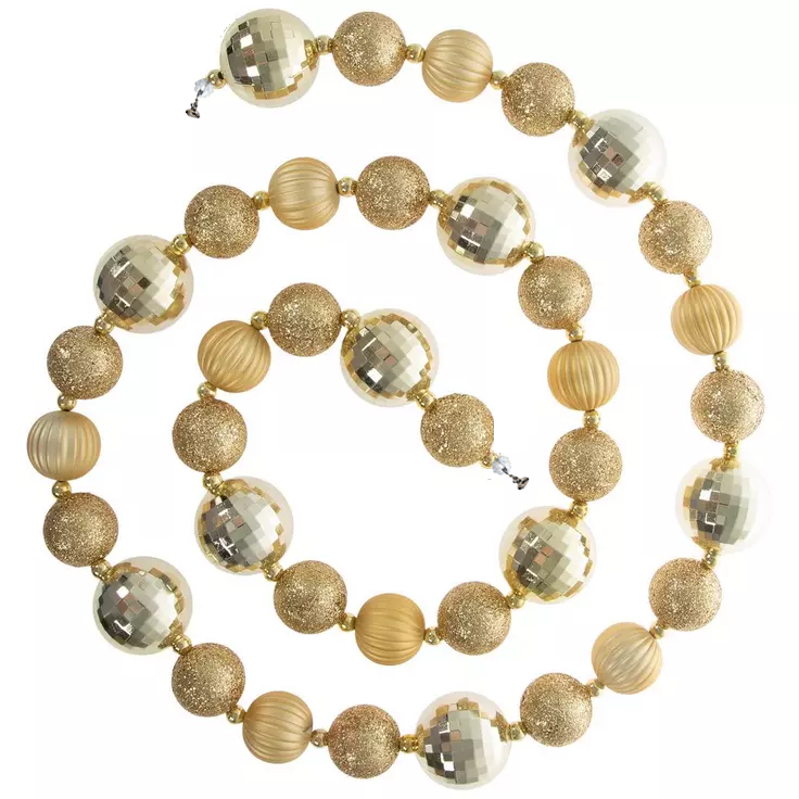 72" ( 6 Feet) Gold Ball MAGNETIC Holiday Garland