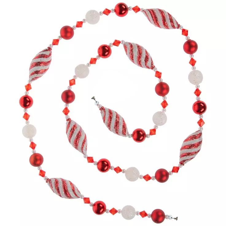 72" ( 6 Feet) Peppermint Ball MAGNETIC Holiday Garland