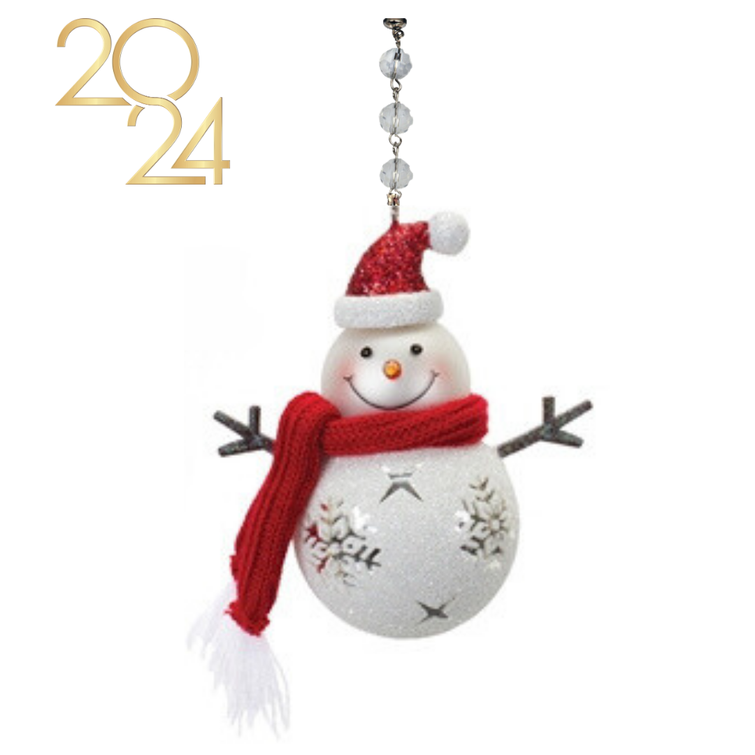 SNOWMAN w/ RED SCARF (Set/1) MAGNETIC CHANDELIER ORNAMENT - 2 STYLES AVAILABLE