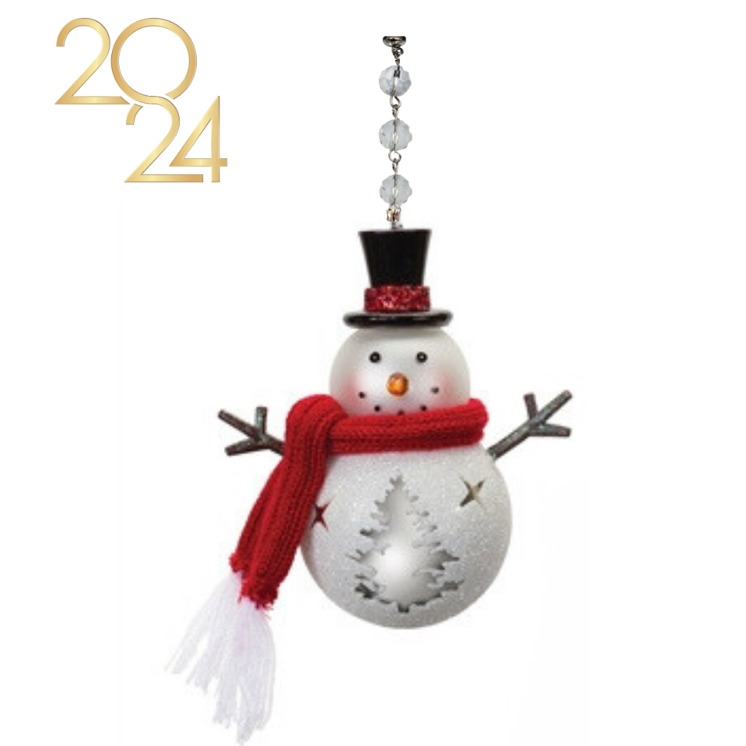 SNOWMAN w/ RED SCARF (Set/1) MAGNETIC CHANDELIER ORNAMENT - 2 STYLES AVAILABLE