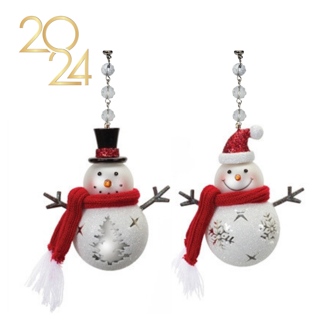 SNOWMAN w/ RED SCARF (Set/1) MAGNETIC CHANDELIER ORNAMENT - 2 STYLES AVAILABLE