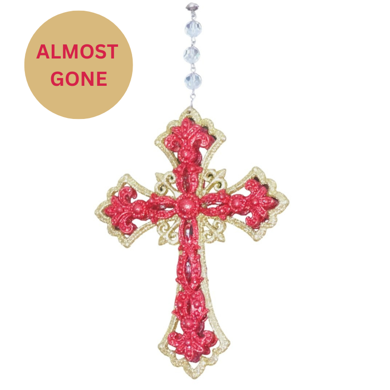 RED/GOLD CROSS (Set/3) or (Set/1) MAGNETIC CHANDELIER ORNAMENT