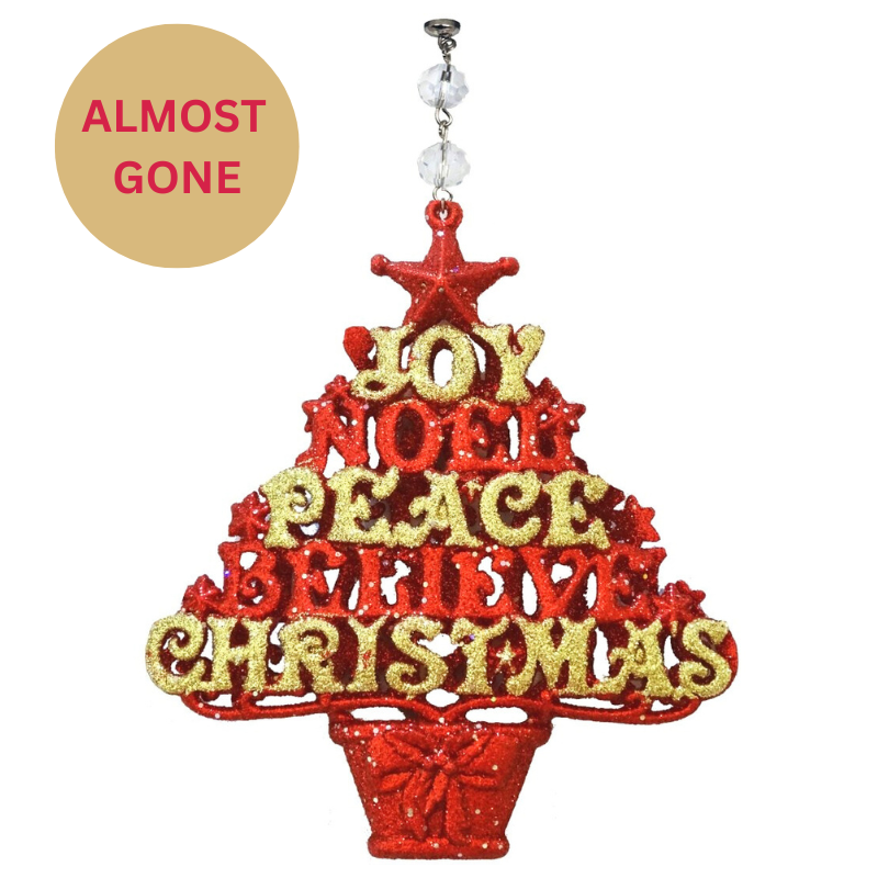 RED/GOLD JOY PEACE TREE (Set/3) MAGNETIC CHANDELIER ORNAMENT