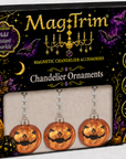 GLASS PUMPKIN w/FACE - (Set/1) - MAGNETIC HALLOWEEN ORNAMENT