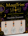 3" HALLOWEEN WEAVED ALMOND - - Orange + Black - Magnetic Ornament (Set/3)