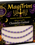 12" PURPLE/SILVER CRYSTAL BEAD MAGNETIC CHANDELIER GARLAND (Set/3)
