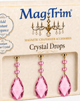 3" PINK FACETED WEAVED ALMOND (Box of 3) Magnetic Chandelier Crystal TrimKit®