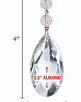 4" CLEAR CENTER CUT ALMOND (Set/3) Magnetic Chandelier Crystal
