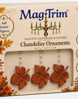 GLITTER AMBER LEAF (Set/3) MAGNETIC CHANDELIER ORNAMENT