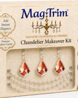 COMPLETE CHANDELIER MAKEOVER KIT - 4" Traditional Pendalogue Magnetic Crystal + Magnetic Chandelier Garland ( 6 Piece Kit)